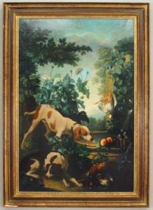 Copy of two dogs by the fountain dog painting