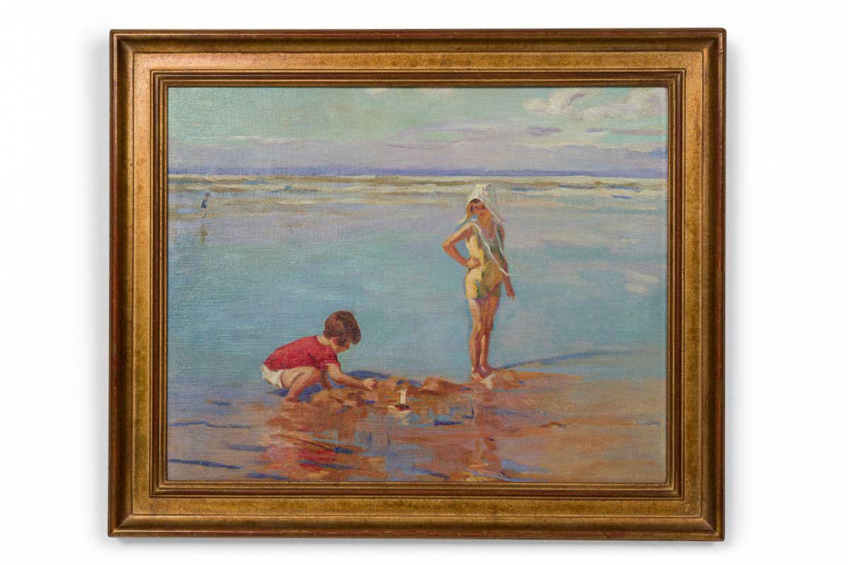 Copy of painting with figures in a tidal pool