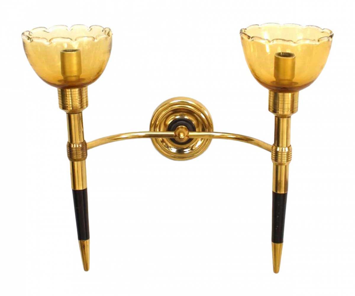 Italian mid century murano Brass glass wall sconces 2