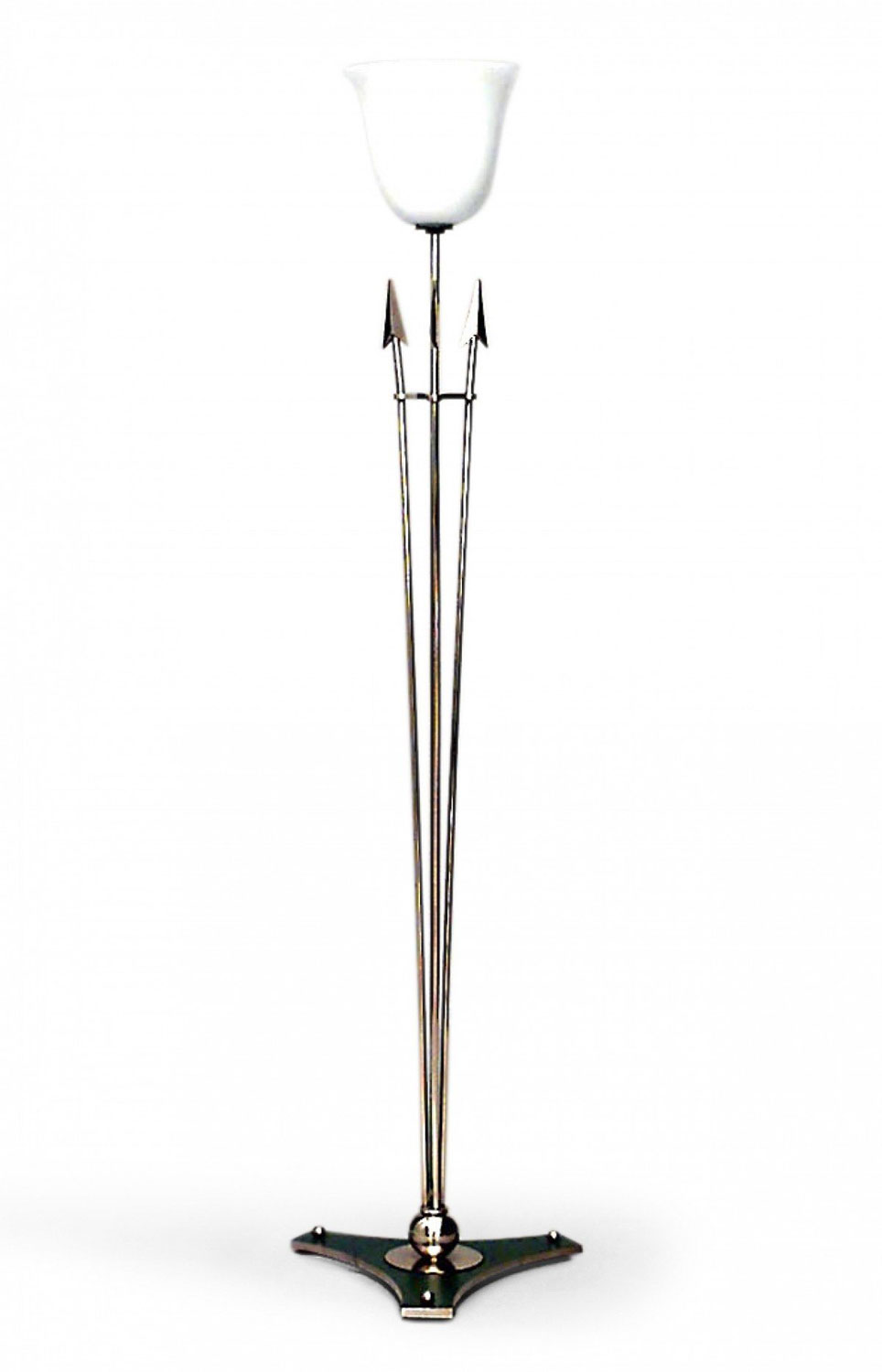 French art deco brass and turquoise floor lamp