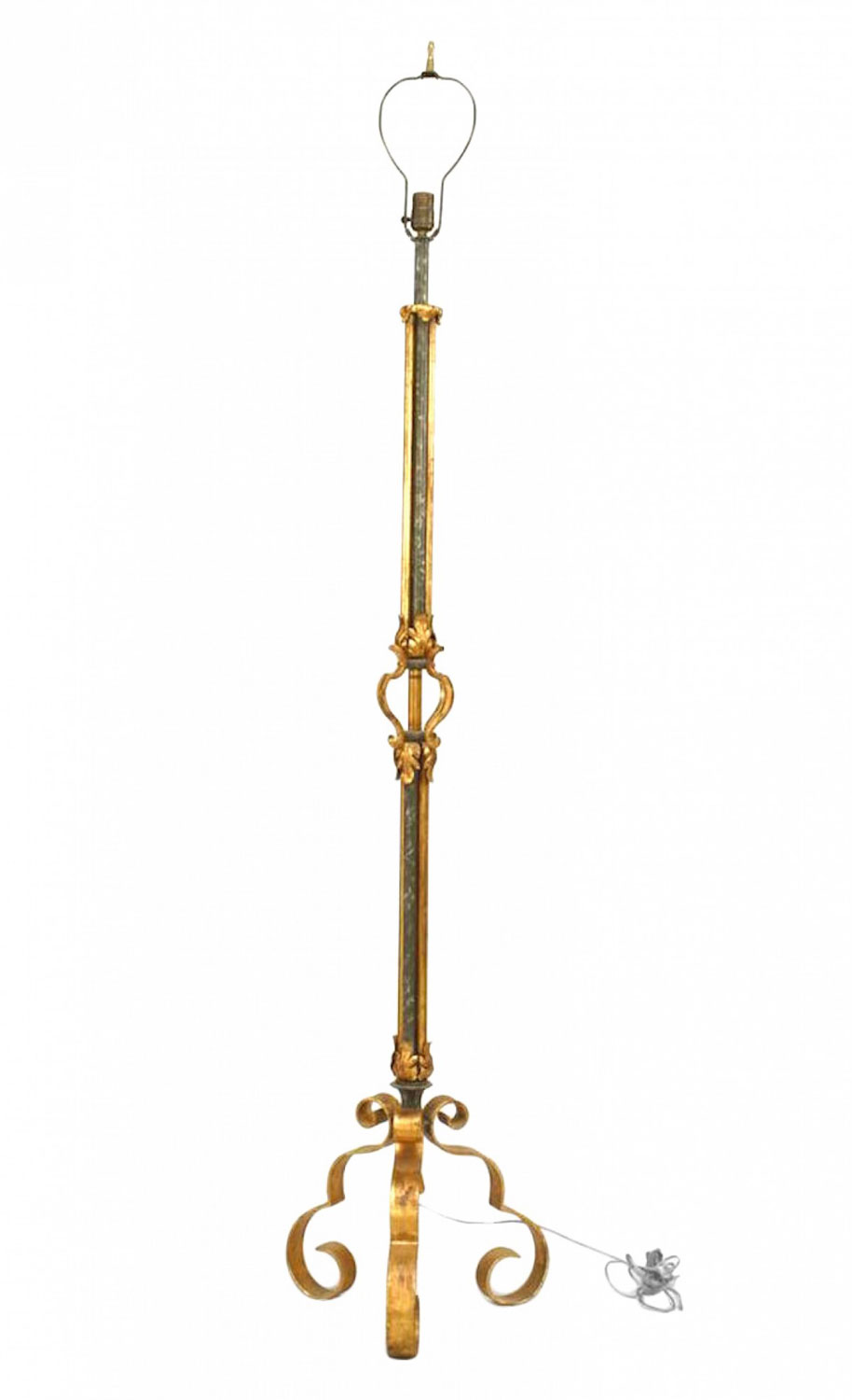 French mid century poillerat gilt iron floor lamp