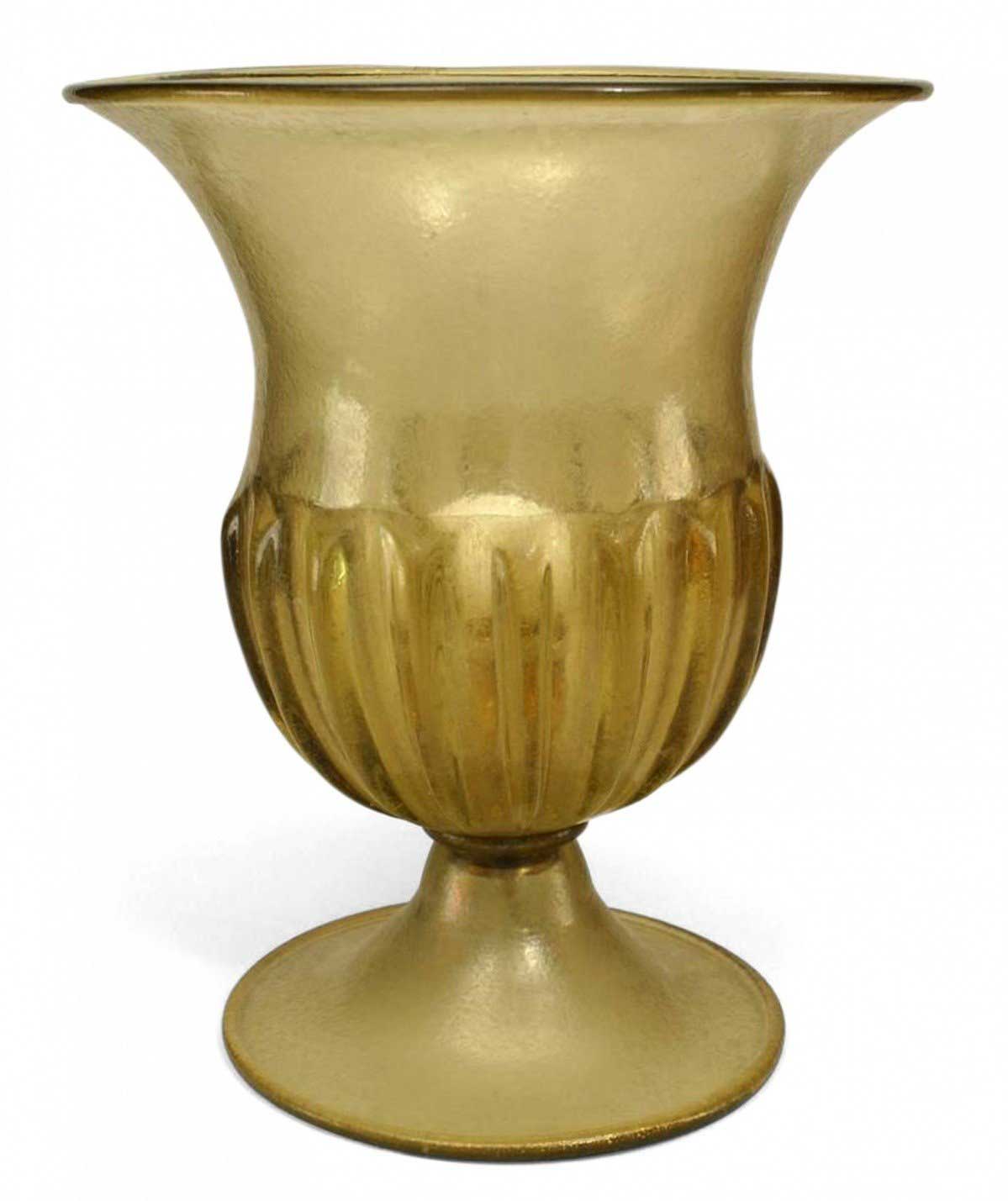 Italian murano pulegoso green glass urn table lamp