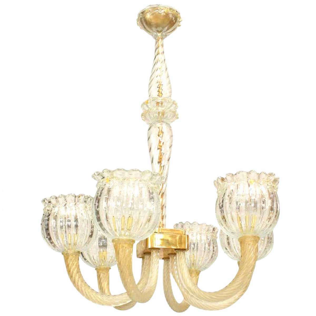 Italian murano gold dusted bubble glass chandelier