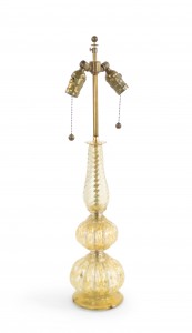 Italian murano gold dusted glass table lamps