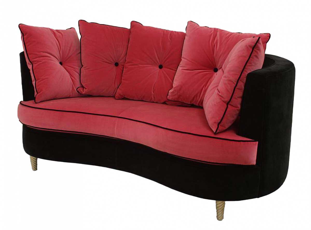 Italian post war design pink velvet settee