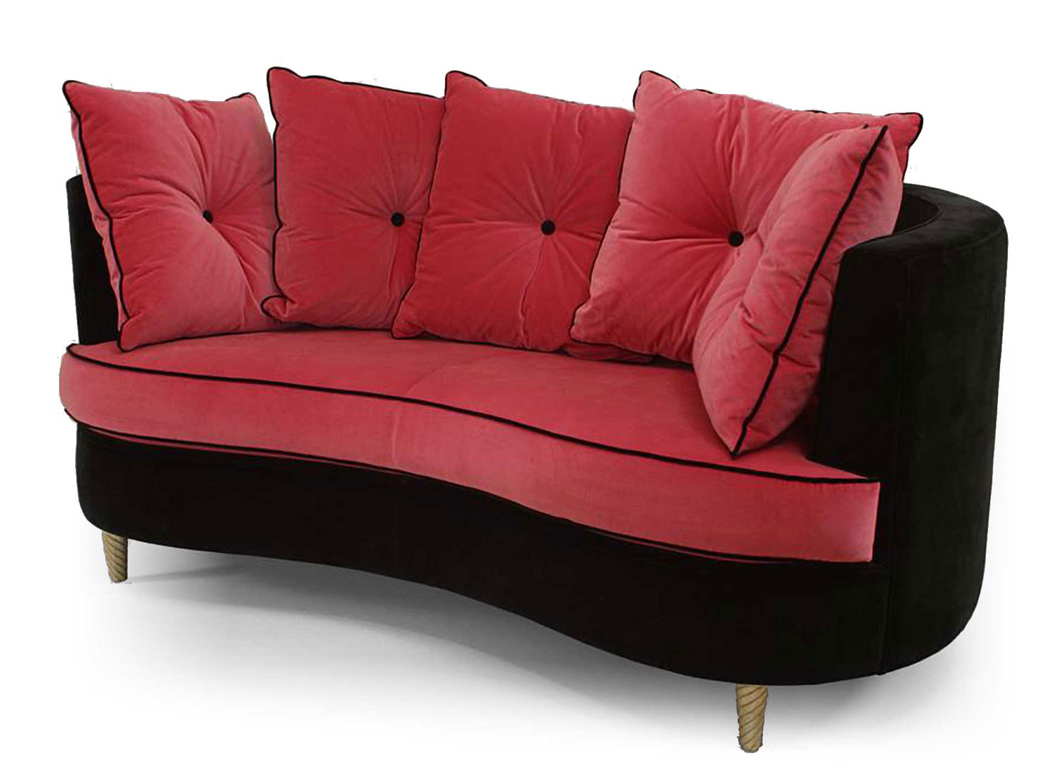 Italian Post War Design Pink Velvet Settee