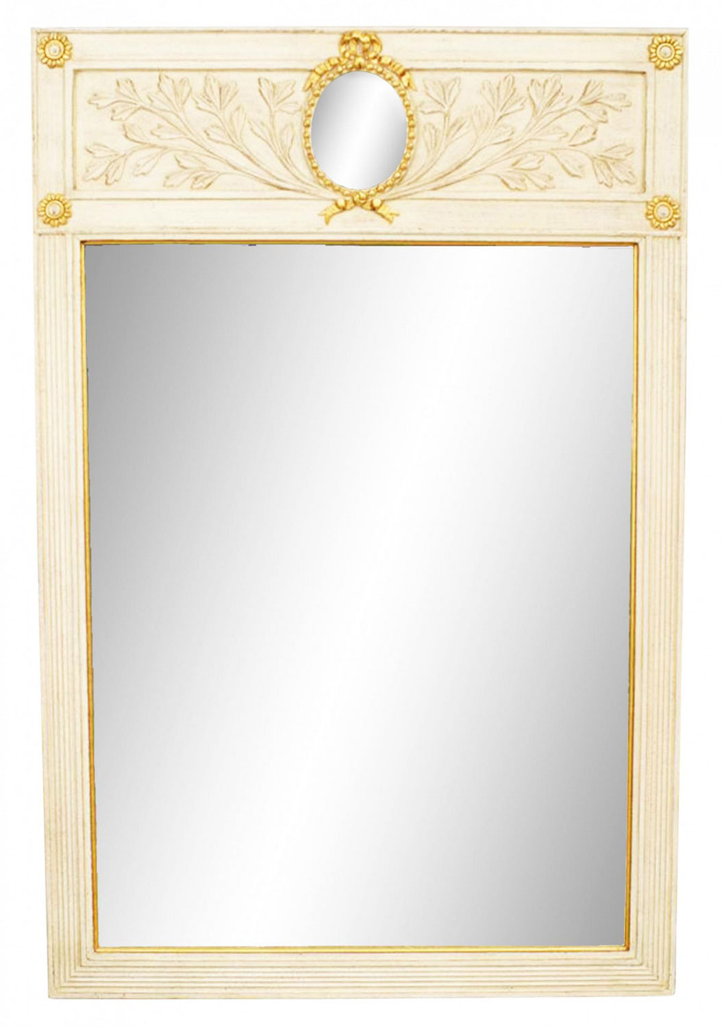 Italian neoclassic style white and gilt wall mirror