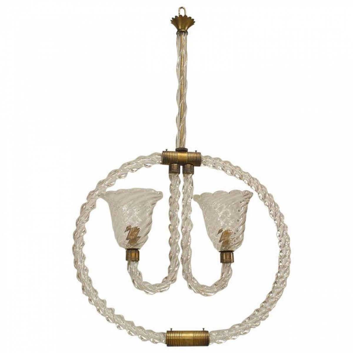 French mid century e toso murano glass hoop chandelier
