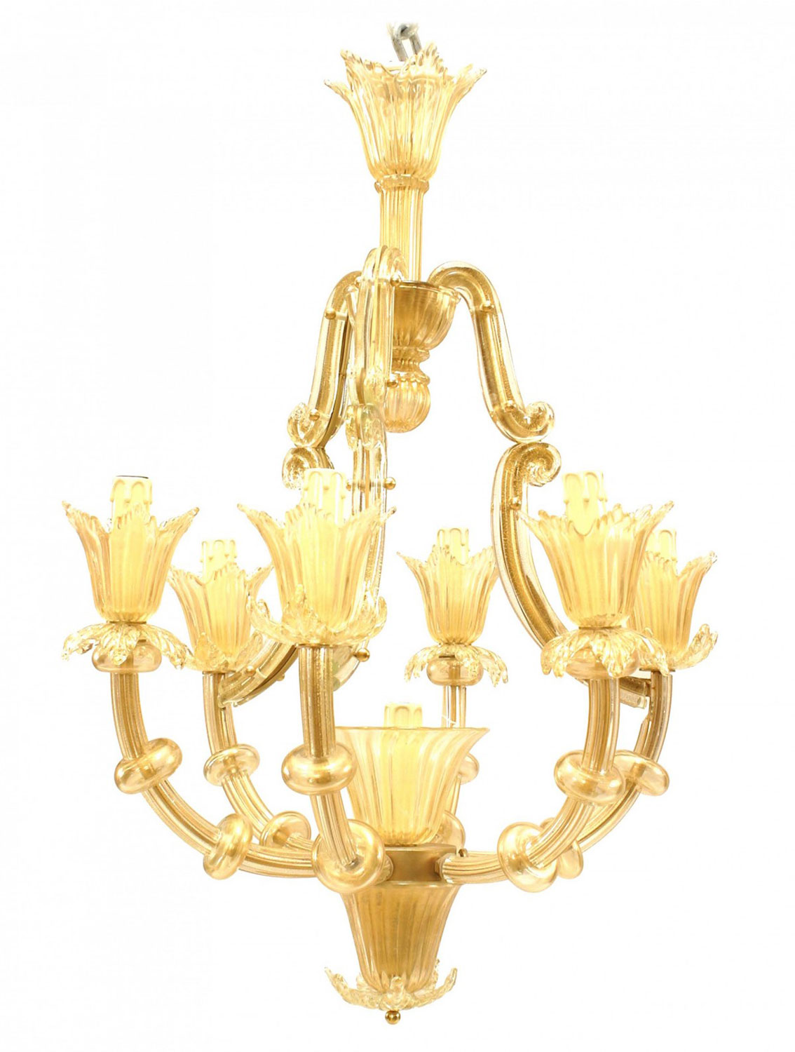 Italain venetian murano gold dusted bamboo glass chandelier 1