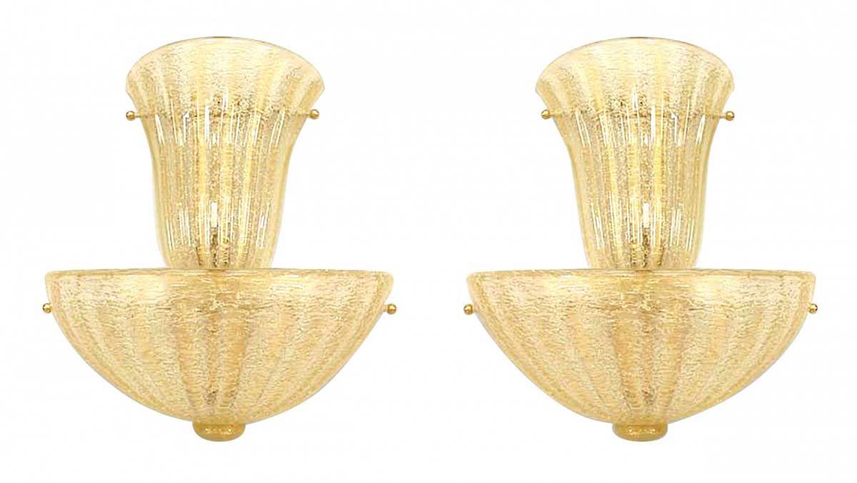 Italian Venetian murano rugiada glass wall sconces 1