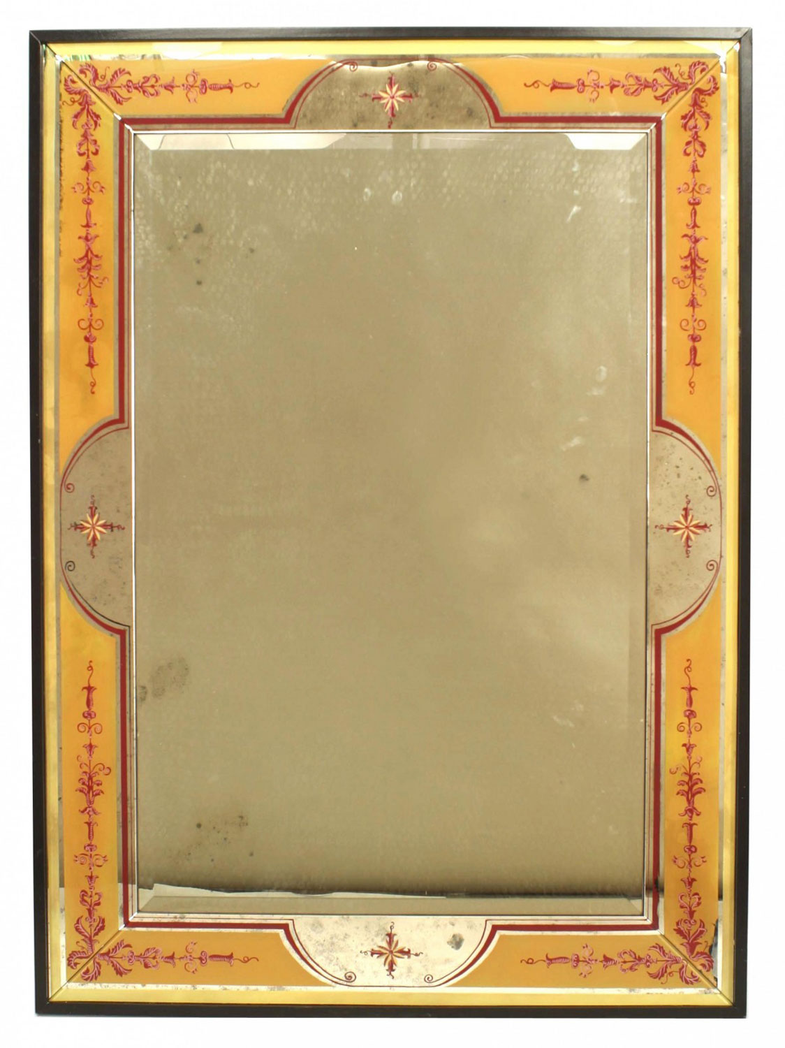 Italian mid century beige eglomise wall mirror