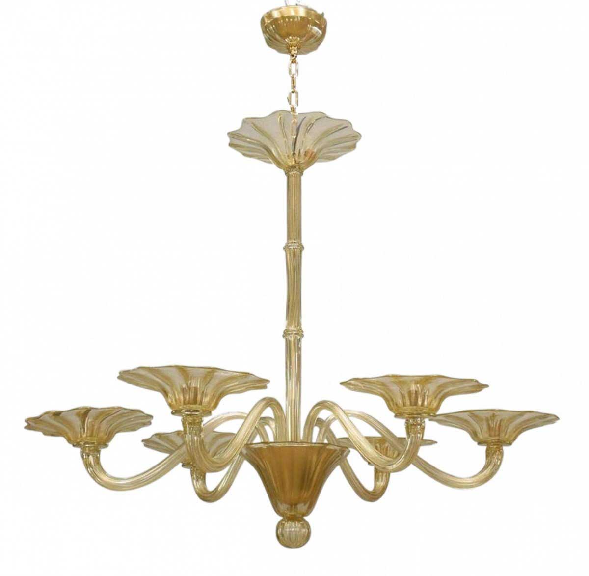 Italian Mid Century Gold Dusted Glass Chandeliers