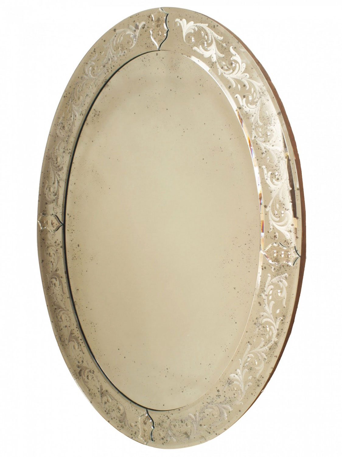 Italian venetian murano etched floral wall mirrors