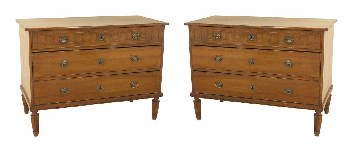 Italian neo classic fruitwood chests