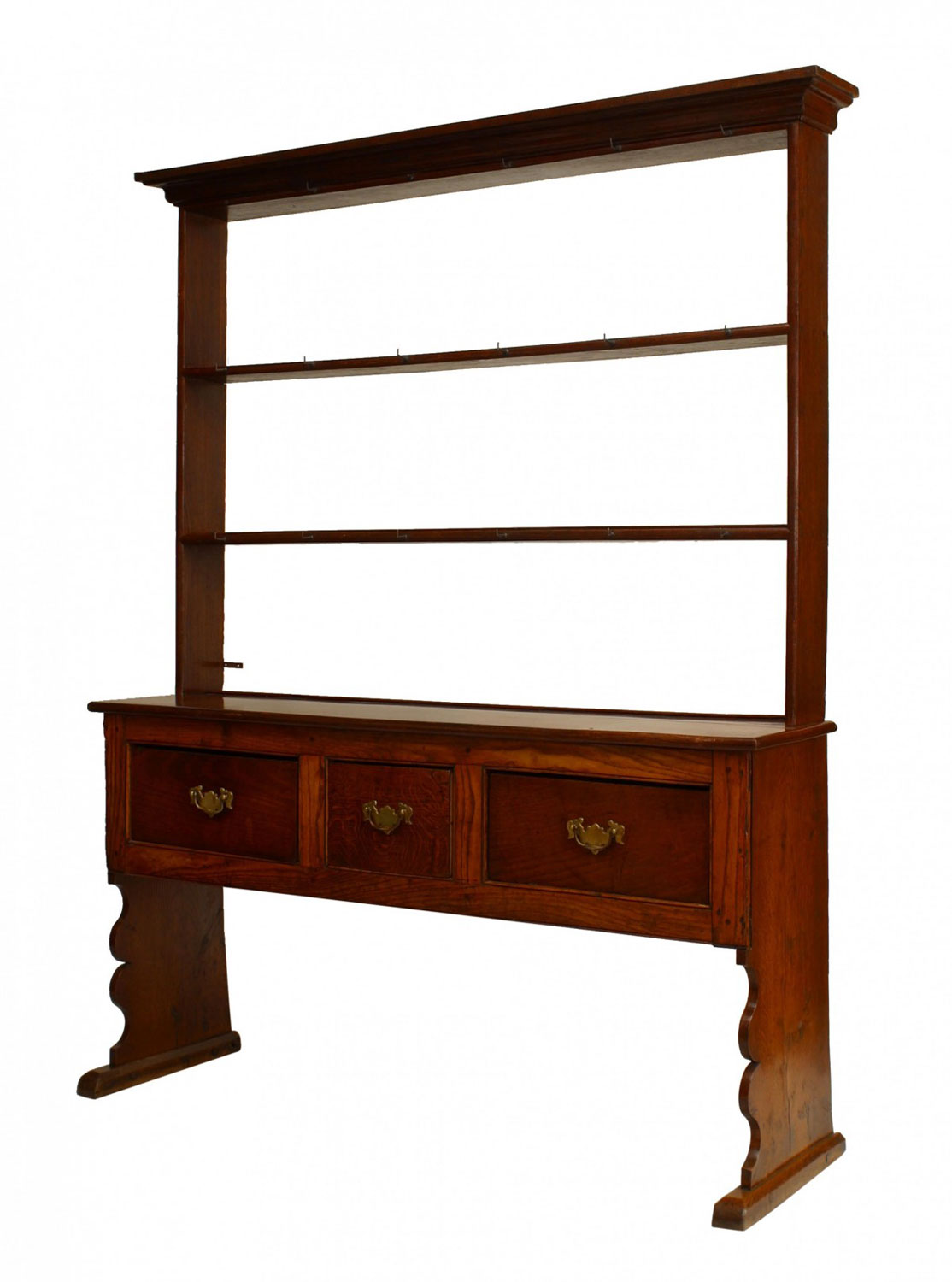 English country style dark oak hutch cabinet