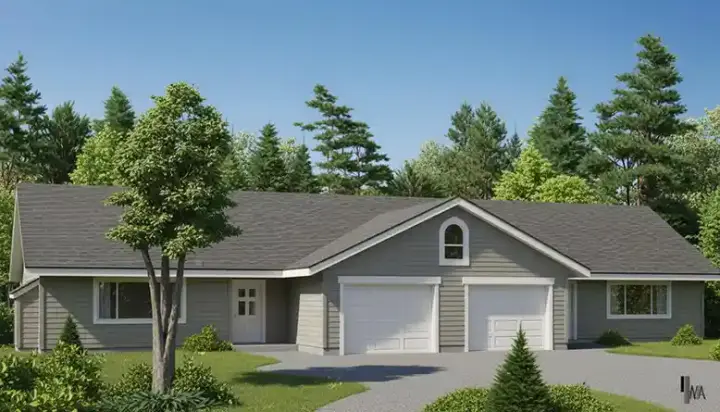 Ranch house plans 1-107 - front exterior, 2,068 sq ft, 4 bed, 2 bath house plans | Monster House Plans