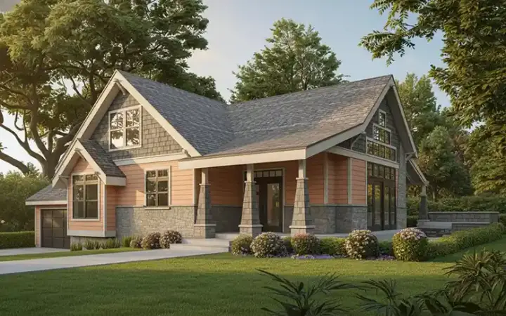 Craftsman house plans 1-121 - front exterior, 2,104 sq ft, 3 bed, 2 bath house plans | Monster House Plans