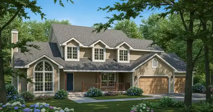 Farmhouse house plans 1-125 - front exterior, 2,646 sq ft, 3 bed, 2 bath house plans | Monster House Plans