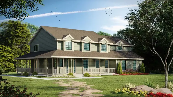 Farmhouse house plans 1-150 - front exterior, 2,184 sq ft, 3 bed, 2 bath house plans | Monster House Plans