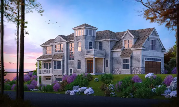Shingle house plans 1-158 - front exterior, 4,702 sq ft, 4 bed, 3 bath house plans | Monster House Plans