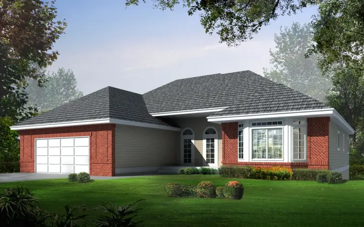 European house plans 1-166 - front exterior, 1,836 sq ft, 2 bed, 2 bath house plans | Monster House Plans
