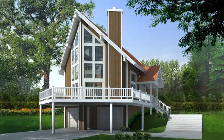 Contemporary house plans 1-177 - front exterior, 1,472 sq ft, 2 bed, 2 bath house plans | Monster House Plans