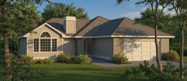Traditional house plans 1-203 - front exterior, 1,689 sq ft, 3 bed, 2 bath house plans | Monster House Plans