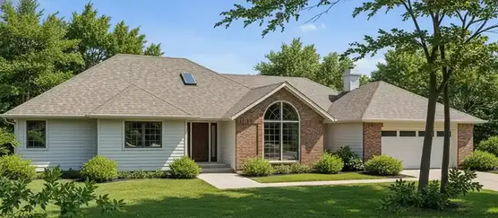 Ranch house plans 1-213 - front exterior, 2,159 sq ft, 3 bed, 2 bath house plans | Monster House Plans