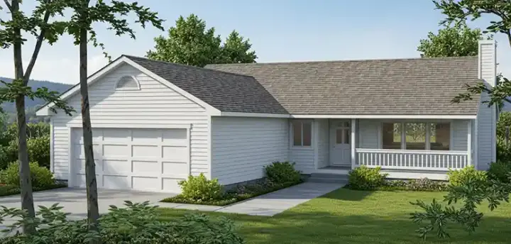 Country house plans 1-215 - front exterior, 1,256 sq ft, 3 bed, 2 bath house plans | Monster House Plans