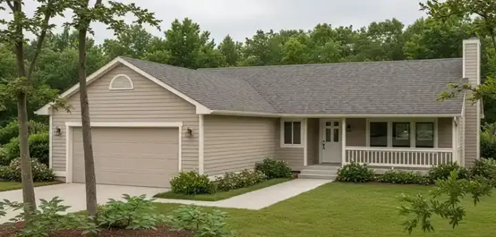 Country house plans 1-216 - front exterior, 1,410 sq ft, 3 bed, 2 bath house plans | Monster House Plans