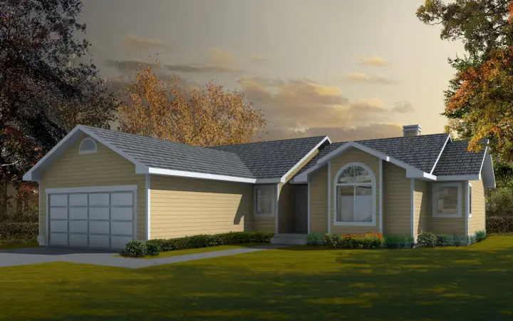 Northwest house plans 1-217 - front exterior, 1,381 sq ft, 3 bed, 2 bath house plans | Monster House Plans