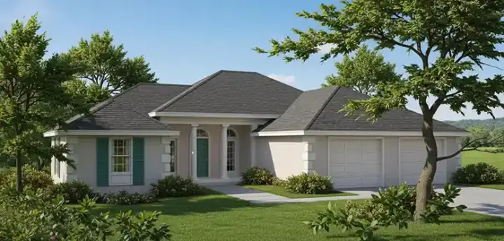 Mediterranean house plans 1-220 - front exterior, 1,785 sq ft, 3 bed, 2 bath house plans | Monster House Plans