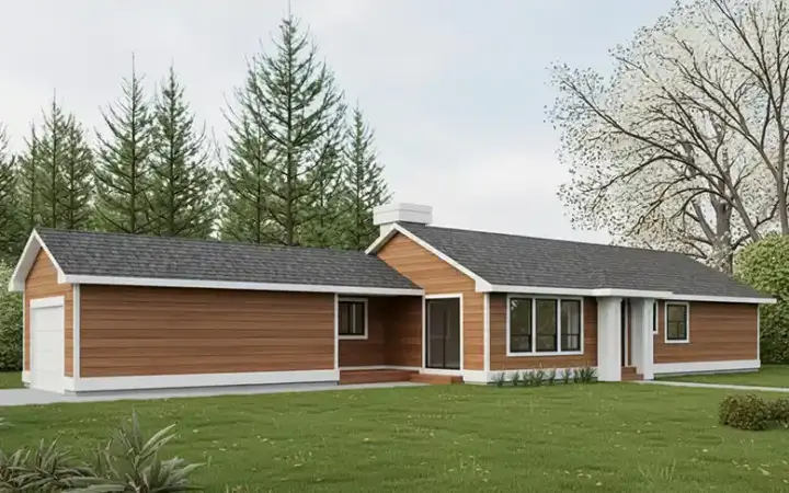 Traditional house plans 1-222 - front exterior, 1,175 sq ft, 2 bed, 2 bath house plans | Monster House Plans