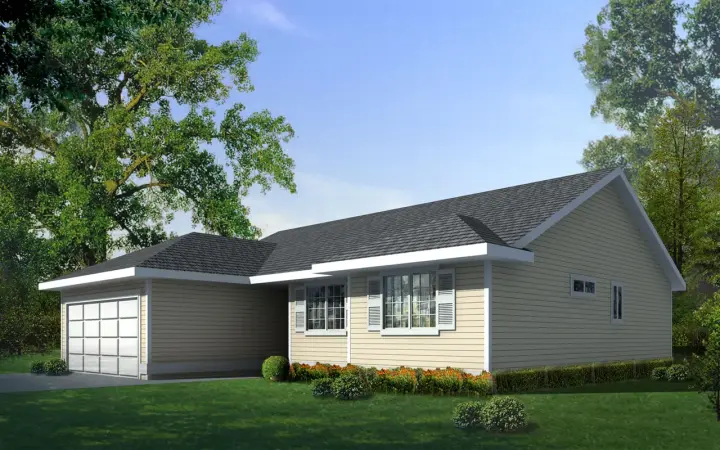 Traditional house plans 1-223 - front exterior, 1,252 sq ft, 3 bed, 2 bath house plans | Monster House Plans