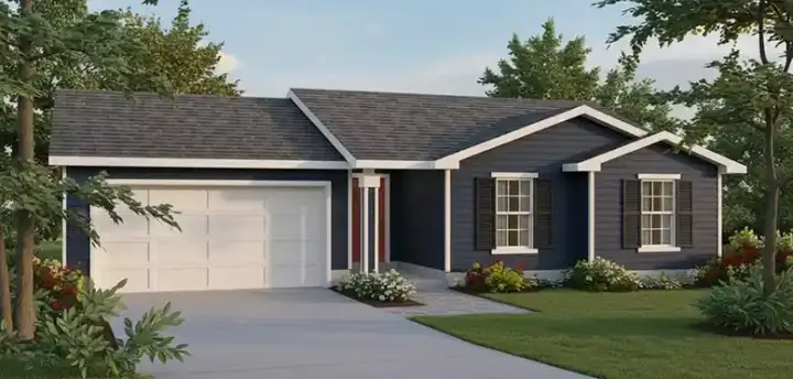 Ranch house plans 1-224 - front exterior, 1,135 sq ft, 3 bed, 2 bath house plans | Monster House Plans