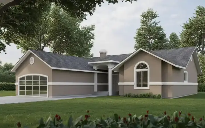 Traditional house plans 1-230 - front exterior, 1,601 sq ft, 3 bed, 2 bath house plans | Monster House Plans