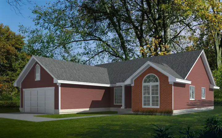 Traditional house plans 1-233 - front exterior, 1,717 sq ft, 4 bed, 2 bath house plans | Monster House Plans