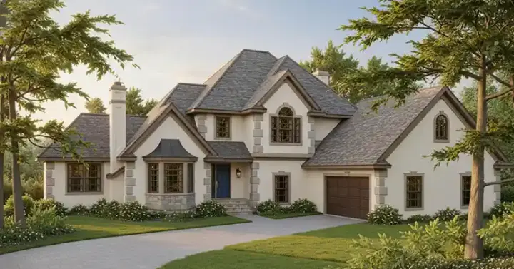 European house plans 1-236 - front exterior, 2,406 sq ft, 4 bed, 3 bath house plans | Monster House Plans