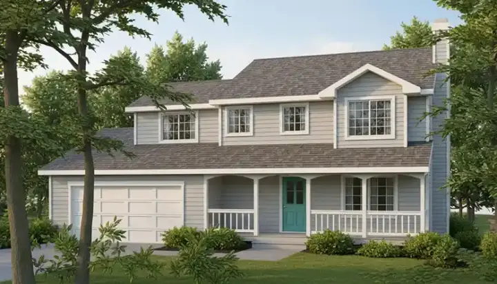 Country house plans 1-238 - front exterior, 1,632 sq ft, 4 bed, 2 bath house plans | Monster House Plans