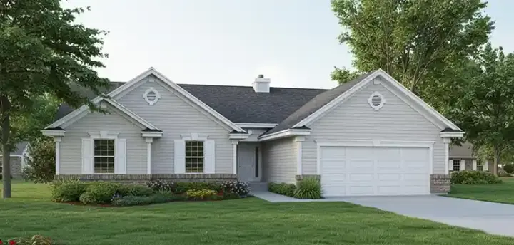 Ranch house plans 1-242 - front exterior, 1,453 sq ft, 3 bed, 2 bath house plans | Monster House Plans