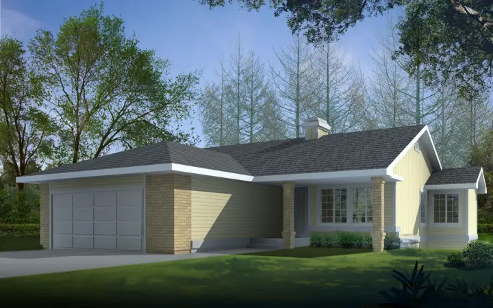 Traditional house plans 1-245 - front exterior, 1,209 sq ft, 2 bed, 2 bath house plans | Monster House Plans