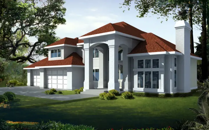 Mediterranean house plans 1-258 - front exterior, 3,325 sq ft, 4 bed, 2 bath house plans | Monster House Plans