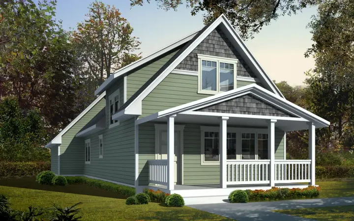 Craftsman house plans 1-274 - front exterior, 1,251 sq ft, 3 bed, 2 bath house plans | Monster House Plans