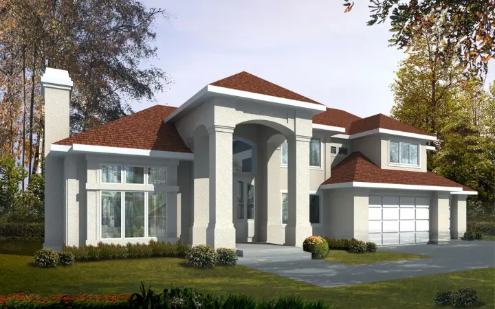 Mediterranean house plans 1-285 - front exterior, 3,738 sq ft, 4 bed, 2 bath house plans | Monster House Plans