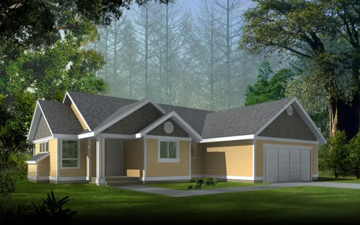 Craftsman house plans 1-291 - front exterior, 1,352 sq ft, 3 bed, 2 bath house plans | Monster House Plans