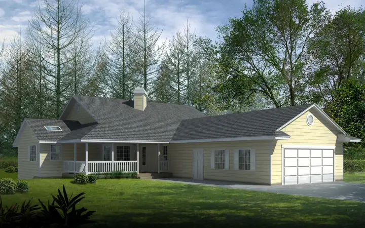 Ranch house plans 1-292 - front exterior, 1,782 sq ft, 2 bed, 2 bath house plans | Monster House Plans