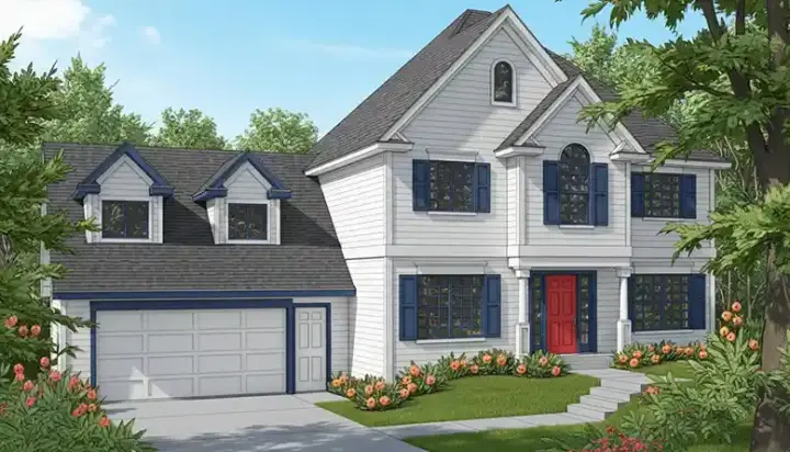 Early American house plans 1-306 - front exterior, 2,187 sq ft, 3 bed, 2 bath house plans | Monster House Plans
