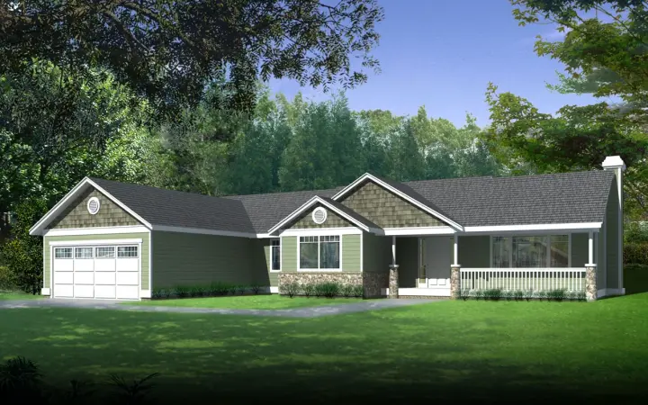 Craftsman house plans 1-308 - front exterior, 1,996 sq ft, 3 bed, 2 bath house plans | Monster House Plans
