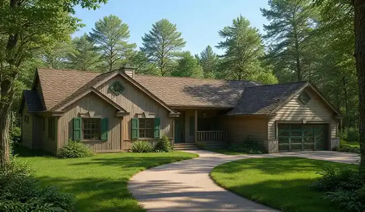 Ranch house plans 1-309 - front exterior, 1,588 sq ft, 3 bed, 2 bath house plans | Monster House Plans