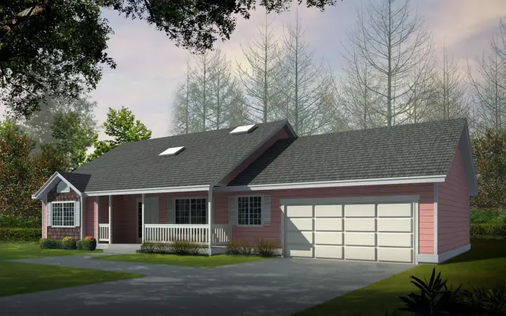 Farmhouse house plans 1-311 - front exterior, 1,636 sq ft, 2 bed, 2 bath house plans | Monster House Plans